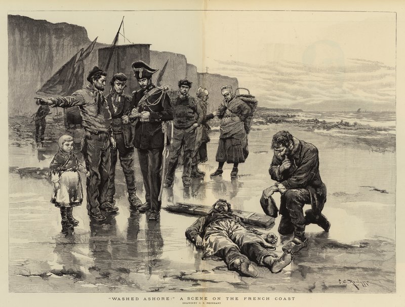 Lavado em terra, uma cena na costa francesa de Charles Stanley Reinhart