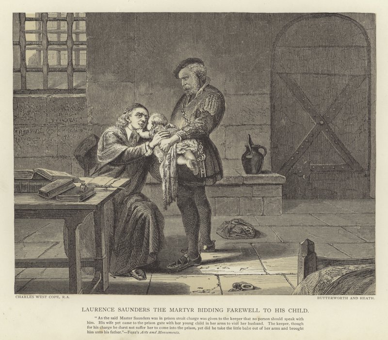 Laurence Saunders, o Mártir, despedindo-se de seu filho de Charles West Cope