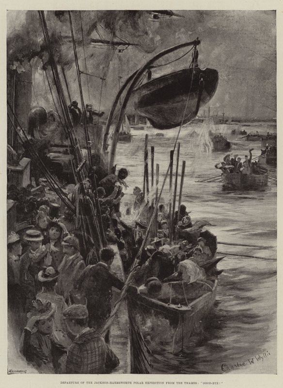 Partida da Expedição Polar Jackson-Harmsworth do Tâmisa, Adeus! de Charles William Wyllie