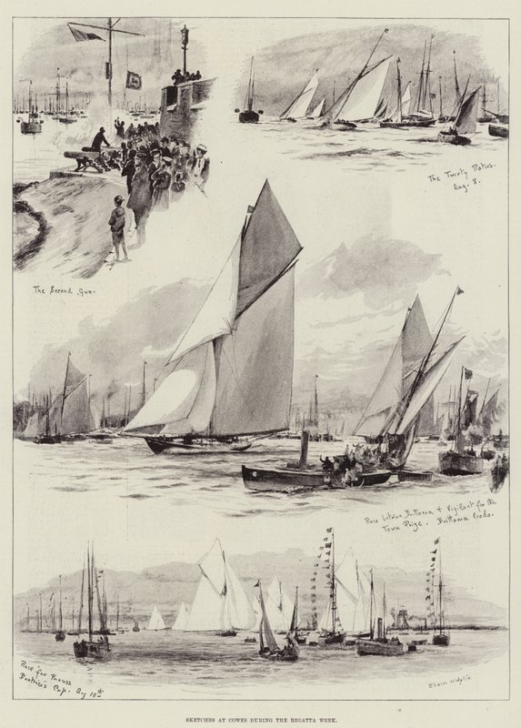 Esboços em Cowes durante a semana da regata de Charles William Wyllie