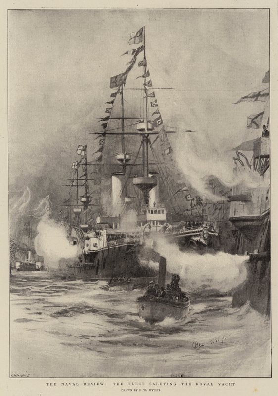 The Naval Review, a frota saudando o iate real de Charles William Wyllie