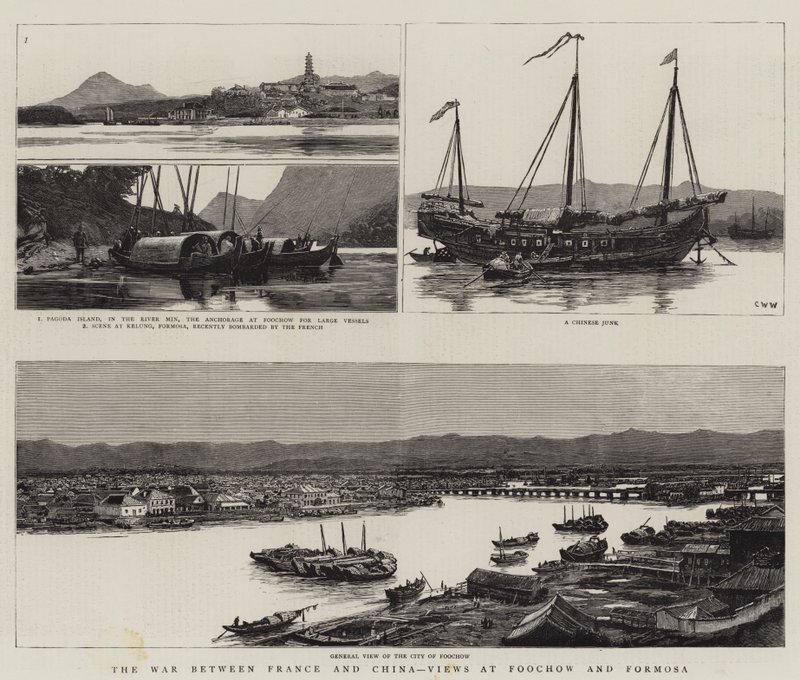 A guerra entre a França e a China, vistas em Foochow e Formosa de Charles William Wyllie