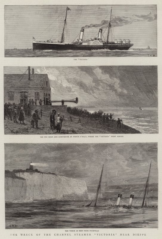 O naufrágio do vapor do canal Victoria perto de Dieppe de Charles William Wyllie