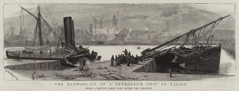 A explosão de um navio petroleiro em Calais de Charles William Wyllie