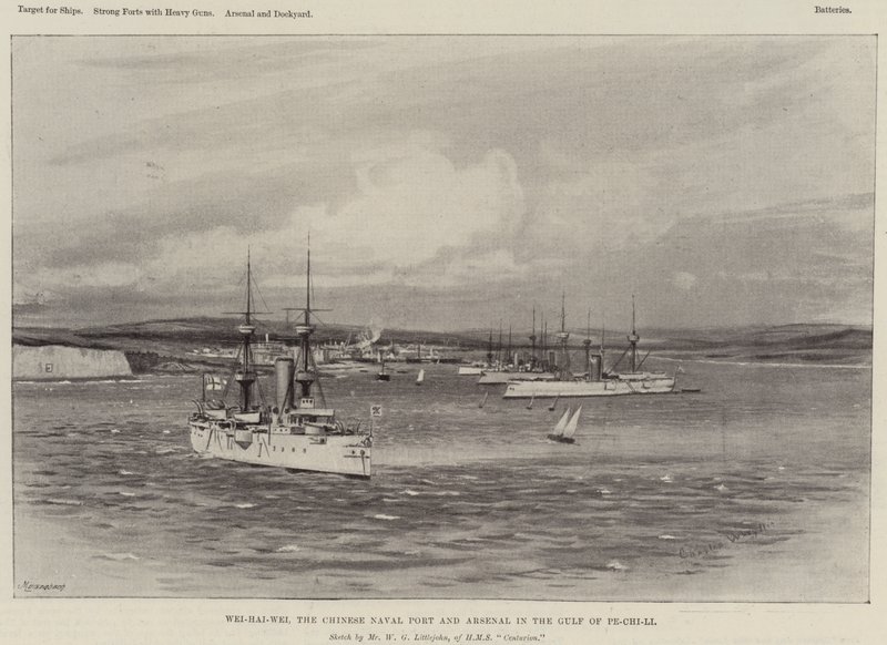 Wei-Hai-Wei, o porto naval chinês e Arsenal no Golfo de Pe-Chi-Li de Charles William Wyllie