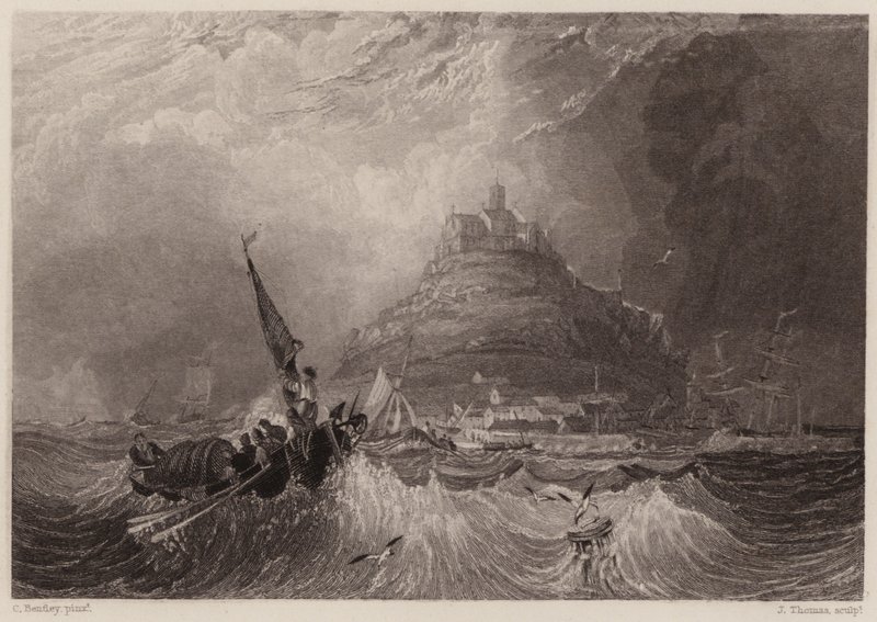Monte de São Miguel, Cornualha (gravura) de Charles (after) Bentley