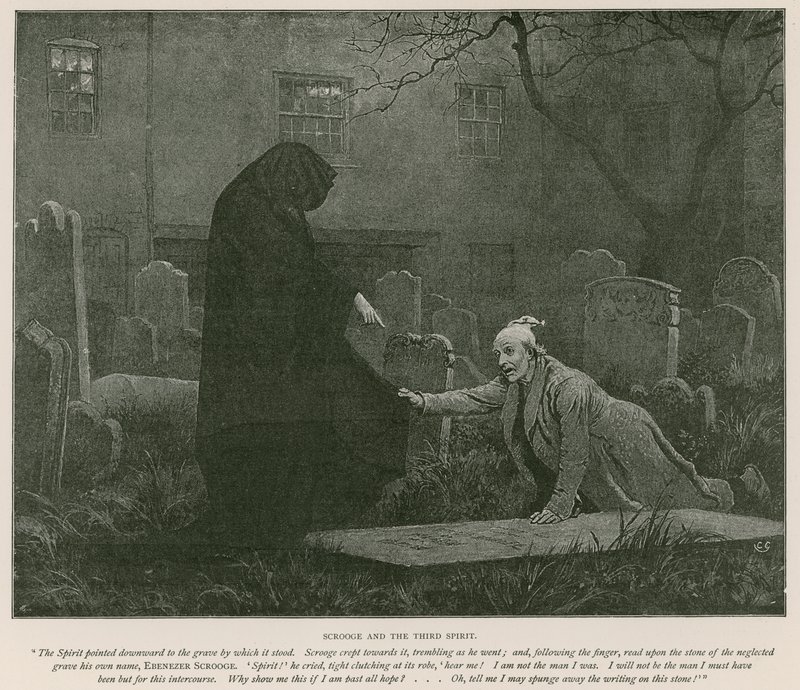 Ilustração para um conto de Natal de Charles Dickens (litho) de Charles (after) Green