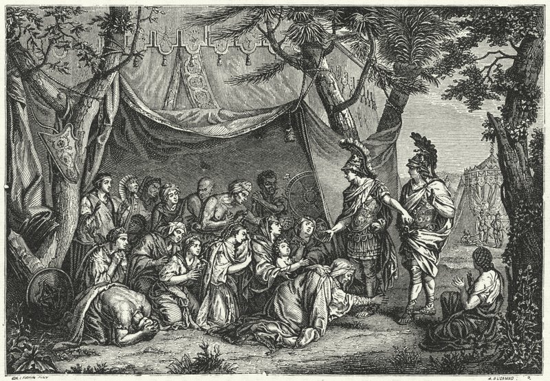 As Rainhas da Pérsia aos Pés de Alexandre (gravura) de Charles (after) Le Brun