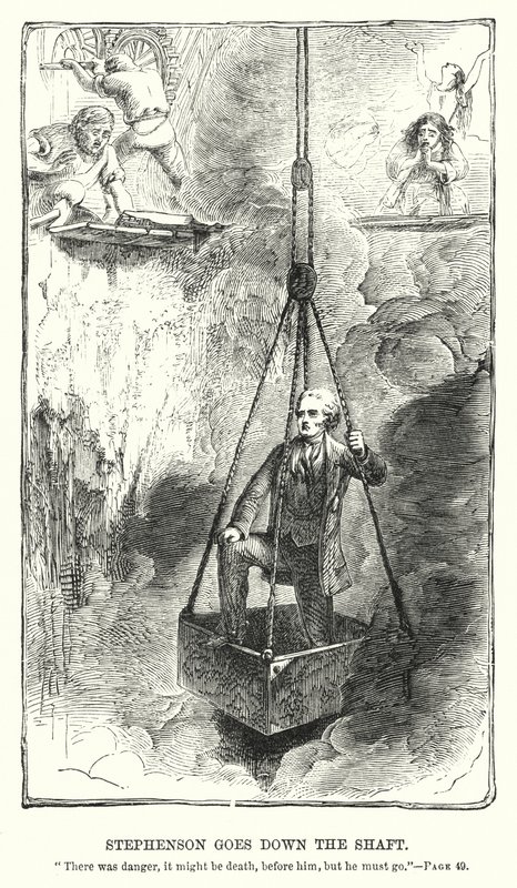 Stephenson desce o eixo (gravura) de Charles Altamont Doyle