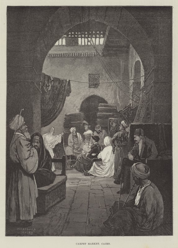 Mercado de tapetes, Cairo de Charles Auguste Loye