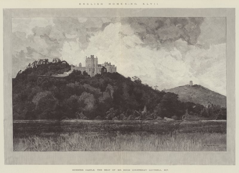 Dunster Castle, a sede do Sr. Hugh Courtenay Luttrell, MP de Charles Auguste Loye