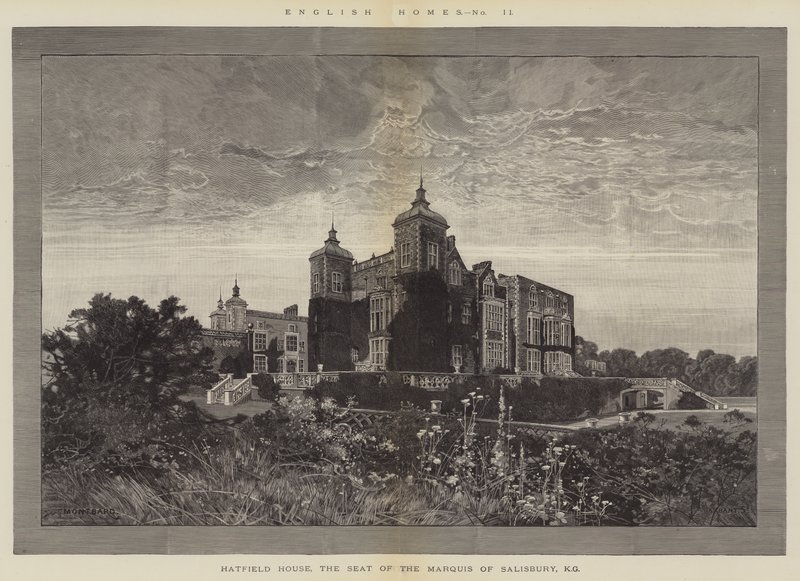 Casas inglesas, casa de Hatfield, a sede do Marquês de Salisbury, KG de Charles Auguste Loye