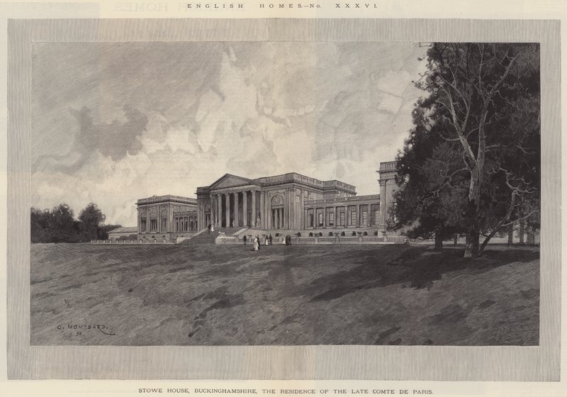 Casas inglesas, casa de Stowe, Buckinghamshire, a residência do conde atrasado de Paris de Charles Auguste Loye