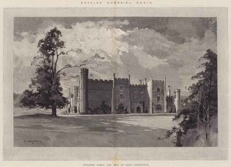 Casas inglesas, abadia de Wycombe, o assento de Earl Carrington de Charles Auguste Loye