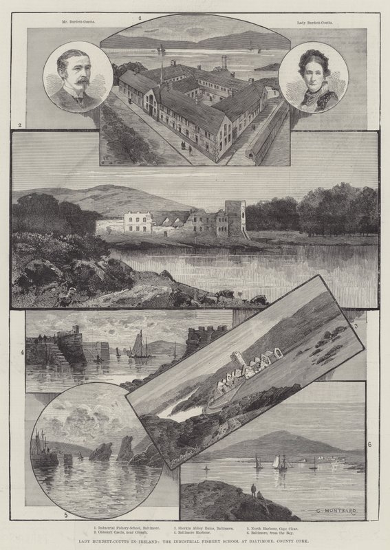 Lady Burdett-Coutts na Irlanda, a Industrial Fishery School em Baltimore, County Cork de Charles Auguste Loye