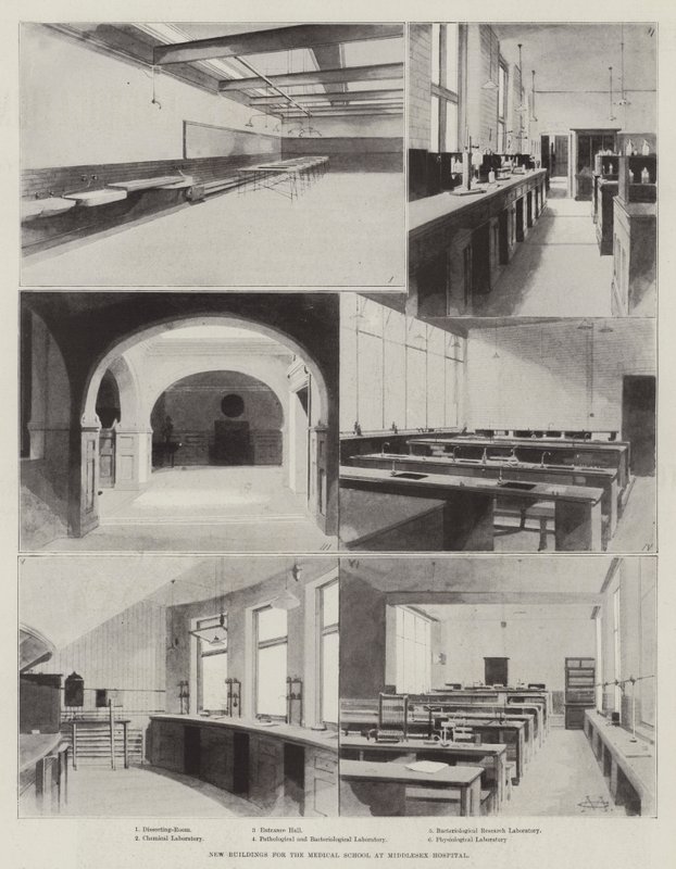 Novos Edifícios para a Faculdade de Medicina do Hospital Middlesex de Charles Auguste Loye