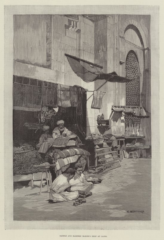 Loja de fabricante de sela e arreios no Cairo de Charles Auguste Loye