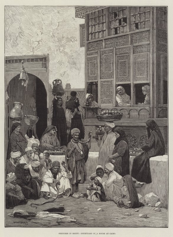 Esboços no Egito, Pátio de uma casa no Cairo de Charles Auguste Loye