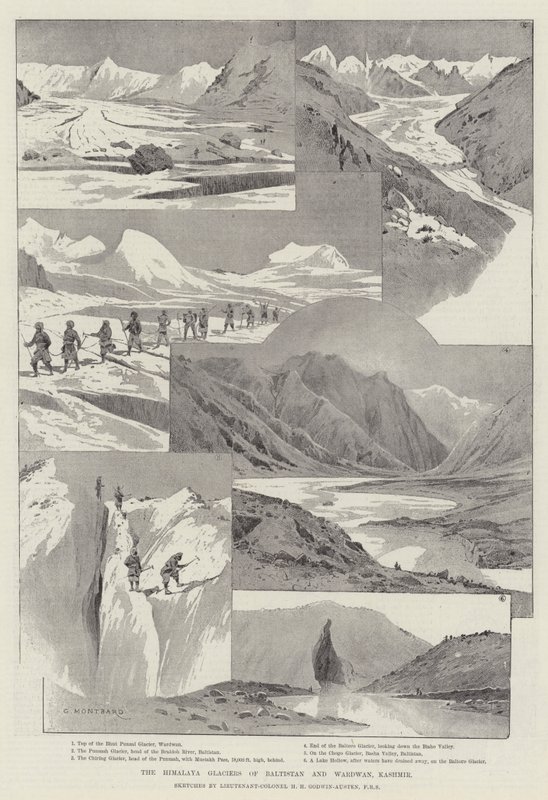 As geleiras do Himalaia de Baltistan e Wardwan, Caxemira de Charles Auguste Loye