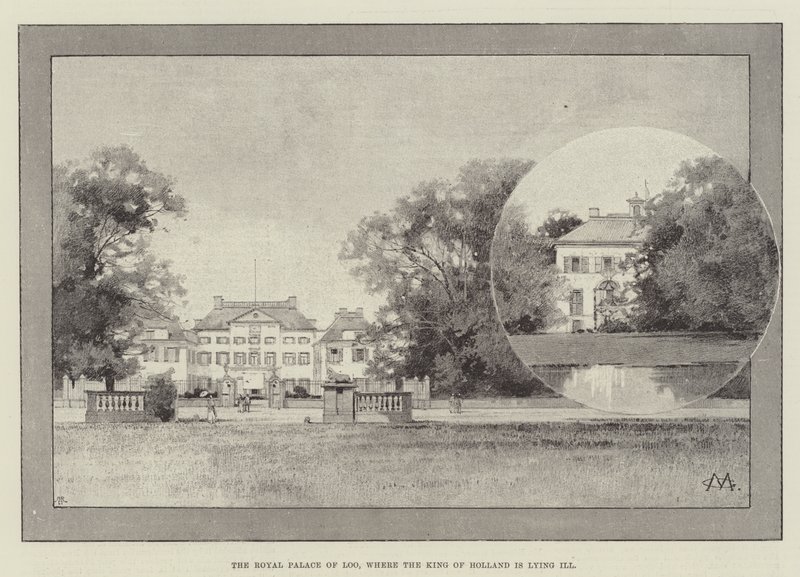 O Palácio Real de Loo, onde o rei da Holanda está deitado doente de Charles Auguste Loye