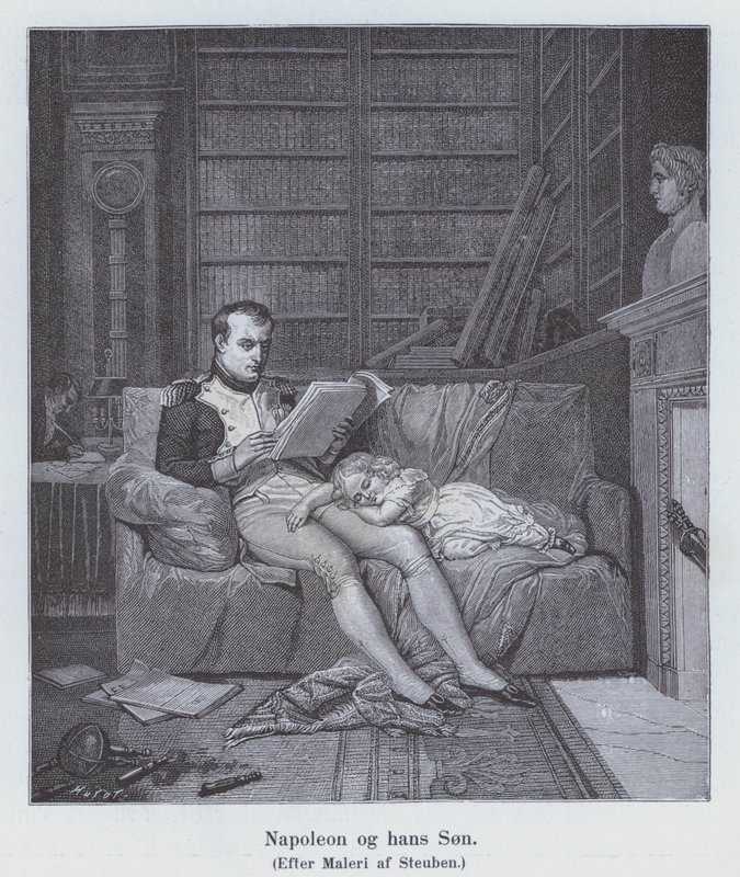 Napoleão I e seu filho (litho) de Charles Auguste Steuben