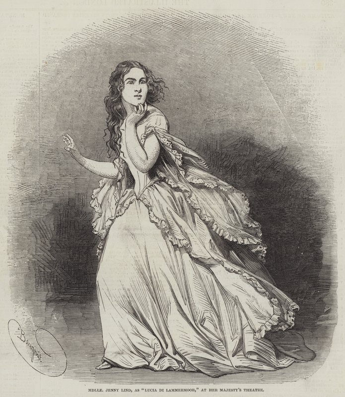 Mademoiselle Jenny Lind, como Lucia di Lammermoor, no Teatro de Sua Majestade de Charles Baugniet