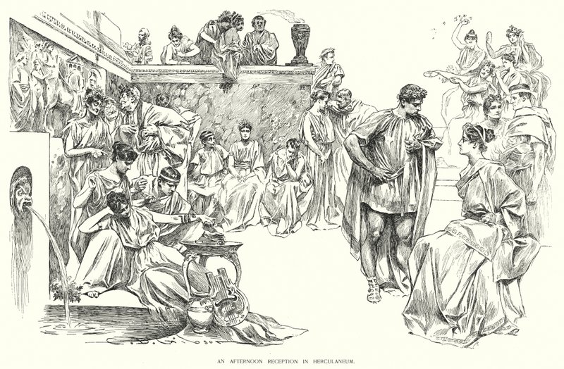 Uma recepção à tarde em Herculaneum (litho) de Charles Dana Gibson