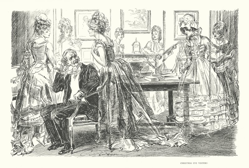 Visitantes na véspera de Natal (litografia) de Charles Dana Gibson