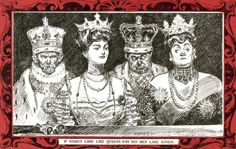 Se as mulheres se parecem com rainhas, porque não os homens gostam de reis (cor litho) de Charles Dana Gibson