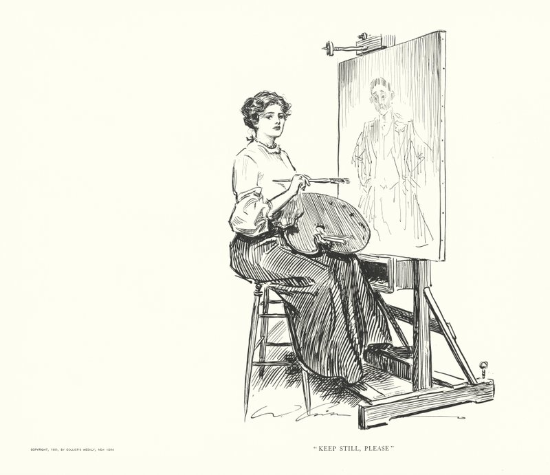 "Keep Still, Please" (litografia) de Charles Dana Gibson