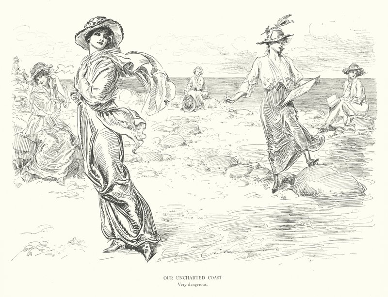 A nossa costa inexplorada, muito perigosa (litografia) de Charles Dana Gibson