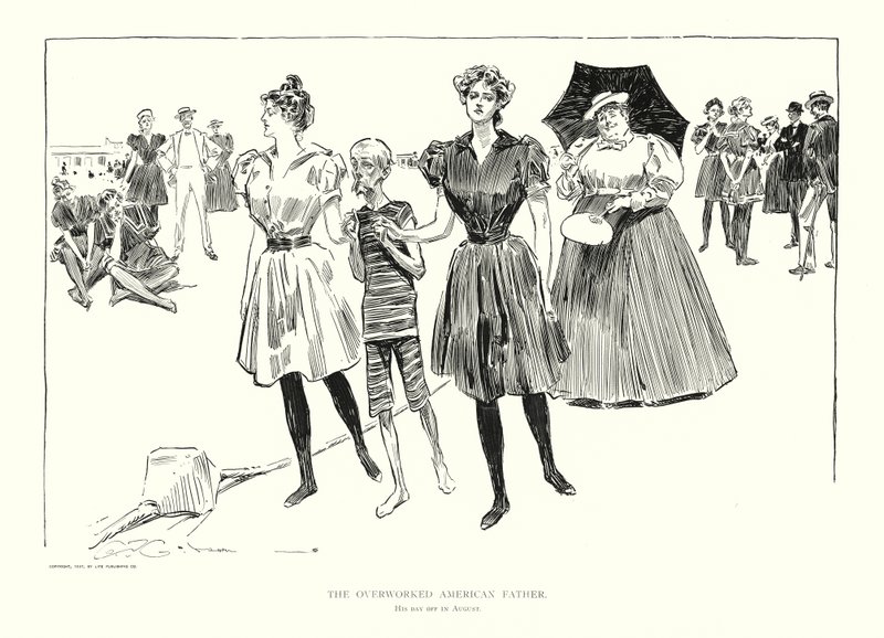 O pai americano sobrecarregado de trabalho (litografia) de Charles Dana Gibson