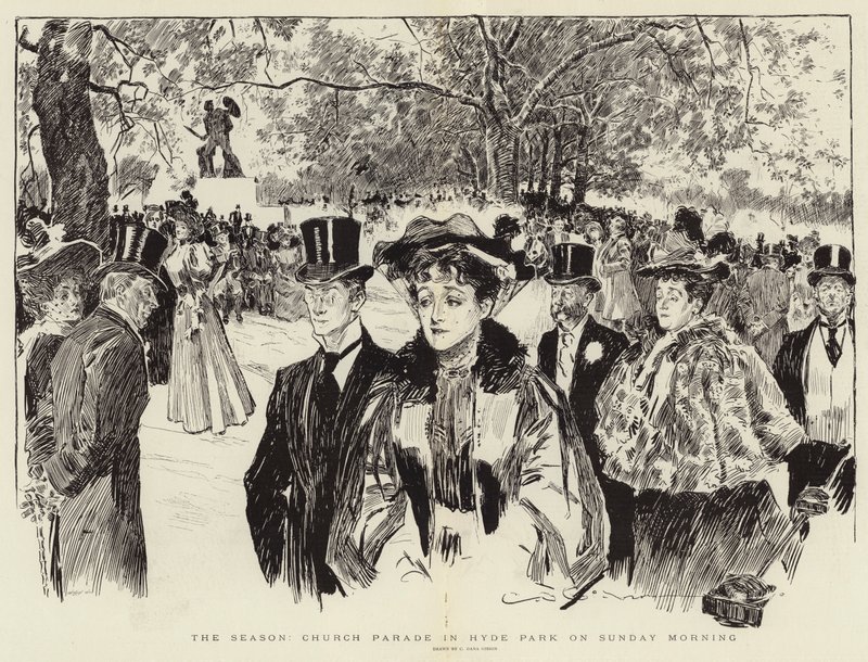 A temporada, desfile de igreja no Hyde Park no domingo de manhã de Charles Dana Gibson