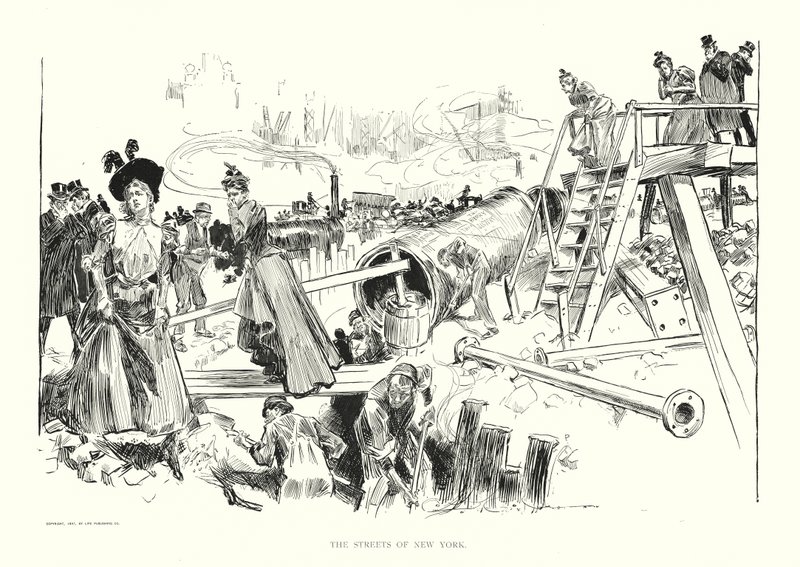 As ruas de Nova Iorque (litografia) de Charles Dana Gibson