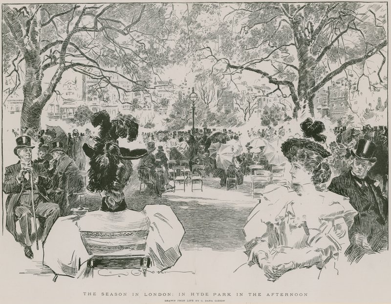 A temporada no Hyde Park, Londres, à tarde (gravura) de Charles Dana Gibson