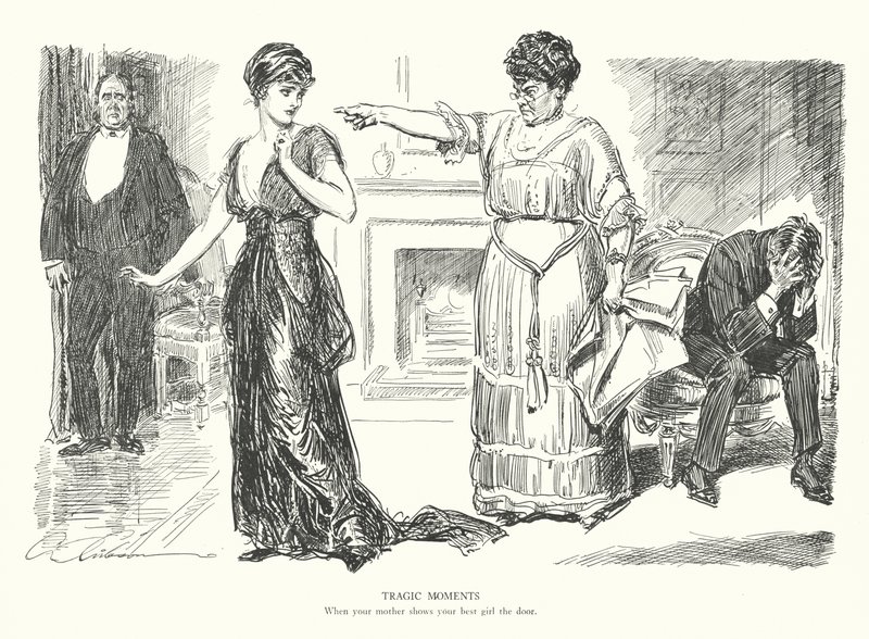 Tragic Moments, Quando a tua mãe mostra a porta à tua melhor rapariga (litografia) de Charles Dana Gibson
