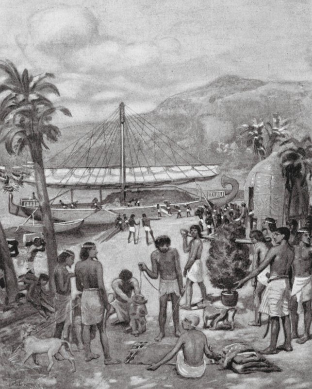 Comércio primitivo no Egito (litografia) de Charles Daniel Ward