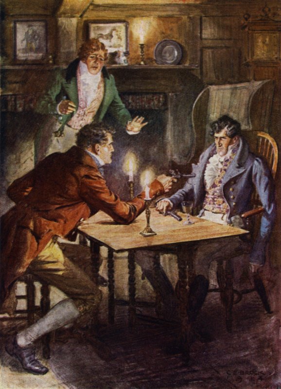 Ilustração para The Amateur Gentleman de Jeffery Farnol (cor litho) de Charles Edmund (after) Brock