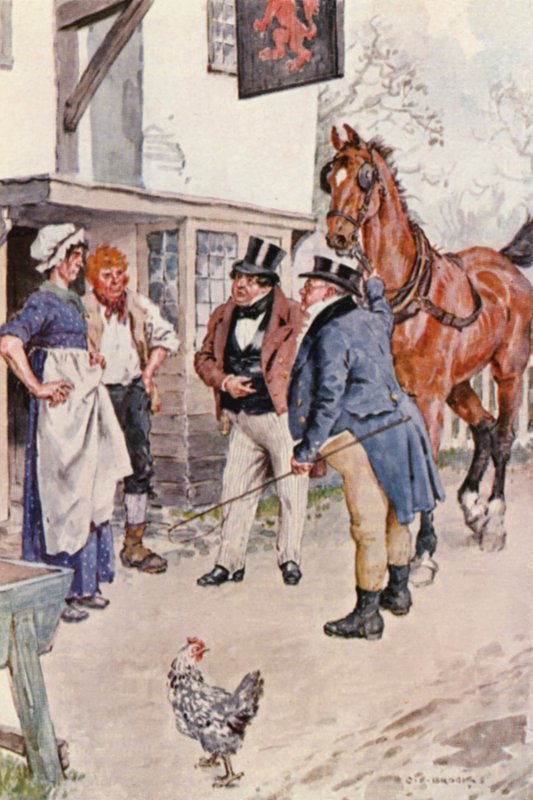 Ilustração para The Pickwick Papers de Charles Dickens (litografia a cores) de Charles Edmund (after) Brock