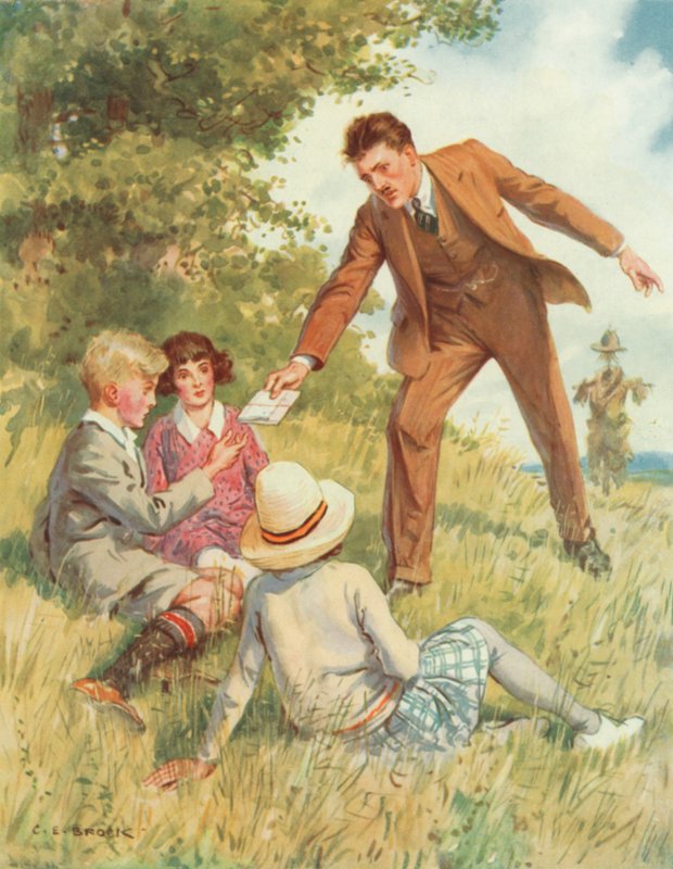 "Vocês jovens estão dispostos a fazer algo pelo vosso país?", cena do Serviço Secreto (cor litho) de Charles Edmund Brock