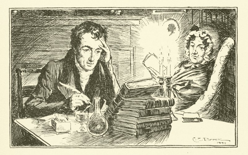 Charles Lamb, com sua irmã, Mary (gravura) de Charles Edmund Brock