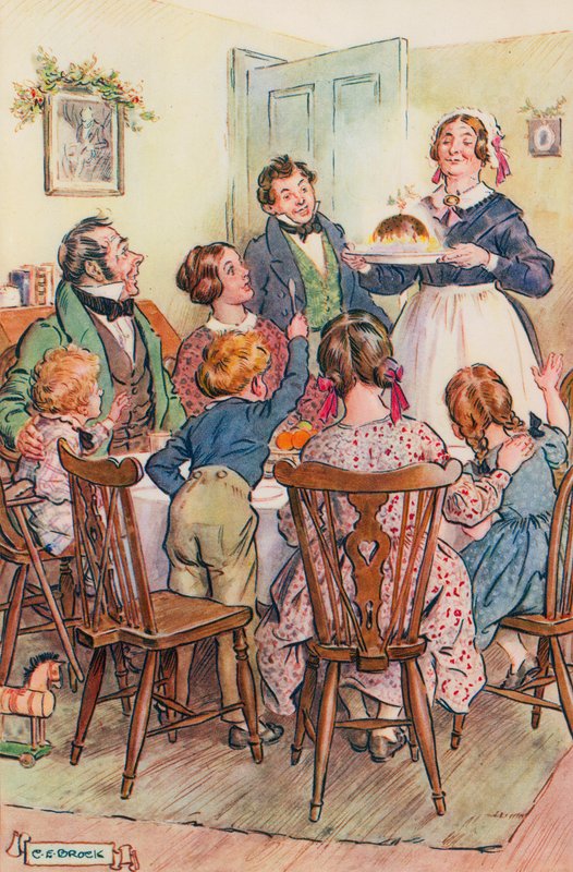 Ilustração para A Christmas Carol de Charles Dickens de Charles Edmund Brock