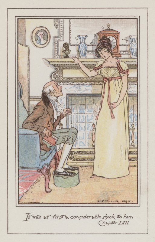 Ilustração para Emma de Jane Austen (cor litho) de Charles Edmund Brock