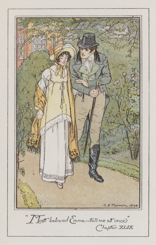 Ilustração para Emma de Jane Austen (cor litho) de Charles Edmund Brock