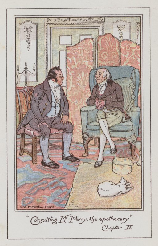 Ilustração para Emma de Jane Austen (cor litho) de Charles Edmund Brock