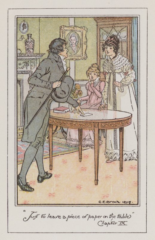 Ilustração para Emma de Jane Austen (cor litho) de Charles Edmund Brock