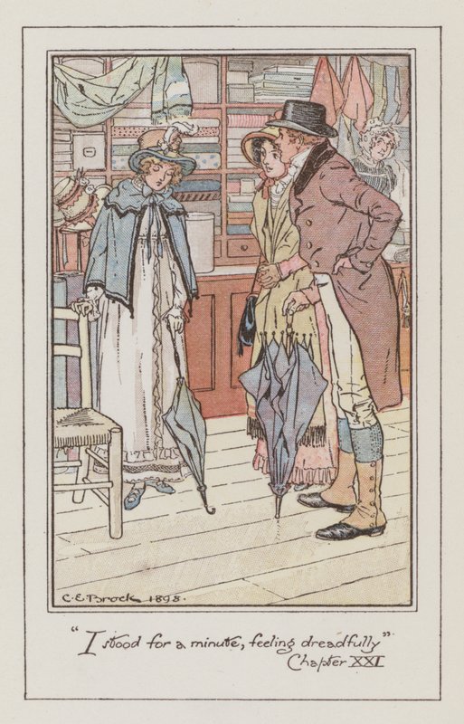 Ilustração para Emma de Jane Austen (cor litho) de Charles Edmund Brock