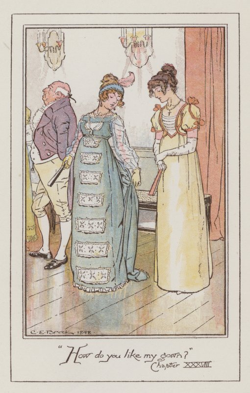 Ilustração para Emma de Jane Austen (cor litho) de Charles Edmund Brock