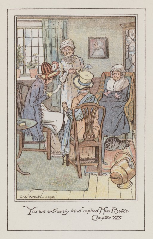 Ilustração para Emma de Jane Austen (cor litho) de Charles Edmund Brock