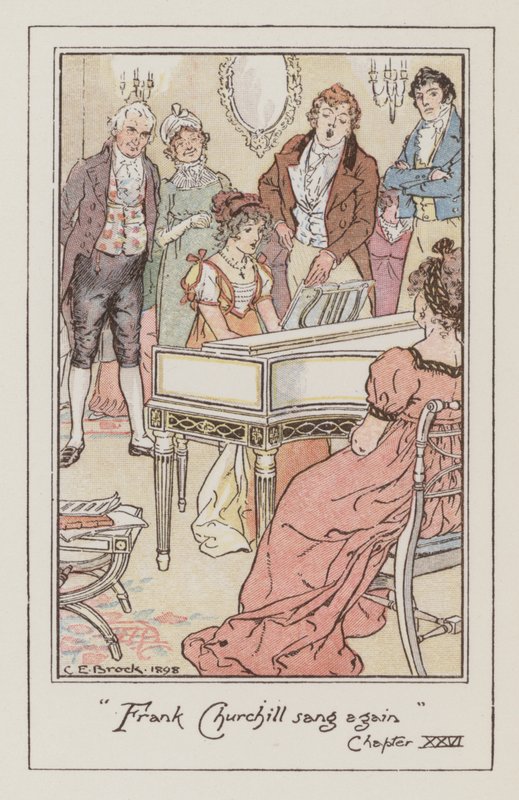 Ilustração para Emma de Jane Austen (cor litho) de Charles Edmund Brock